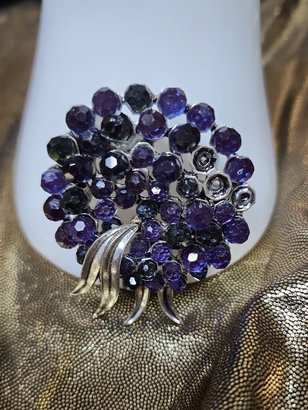 Monet Vintage-Inspired Purple Crystal Floral‎ Brooch - Women Jewelry